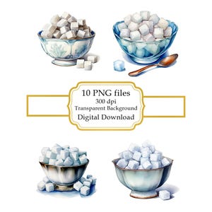 ヴィンテージ シュガーキューブボウル PNG クリップアートバンドル - デジタルダウンロード