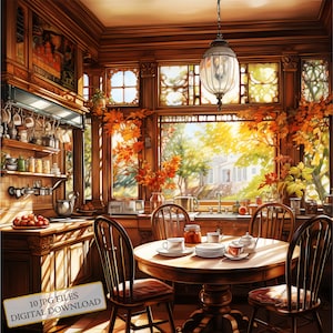 Rustieke herfst keuken clipartbundel-10 hoge kwaliteit aquarel jpg's-Cosy Home, Craft, journaling, scrapbookingateliers, digitale download