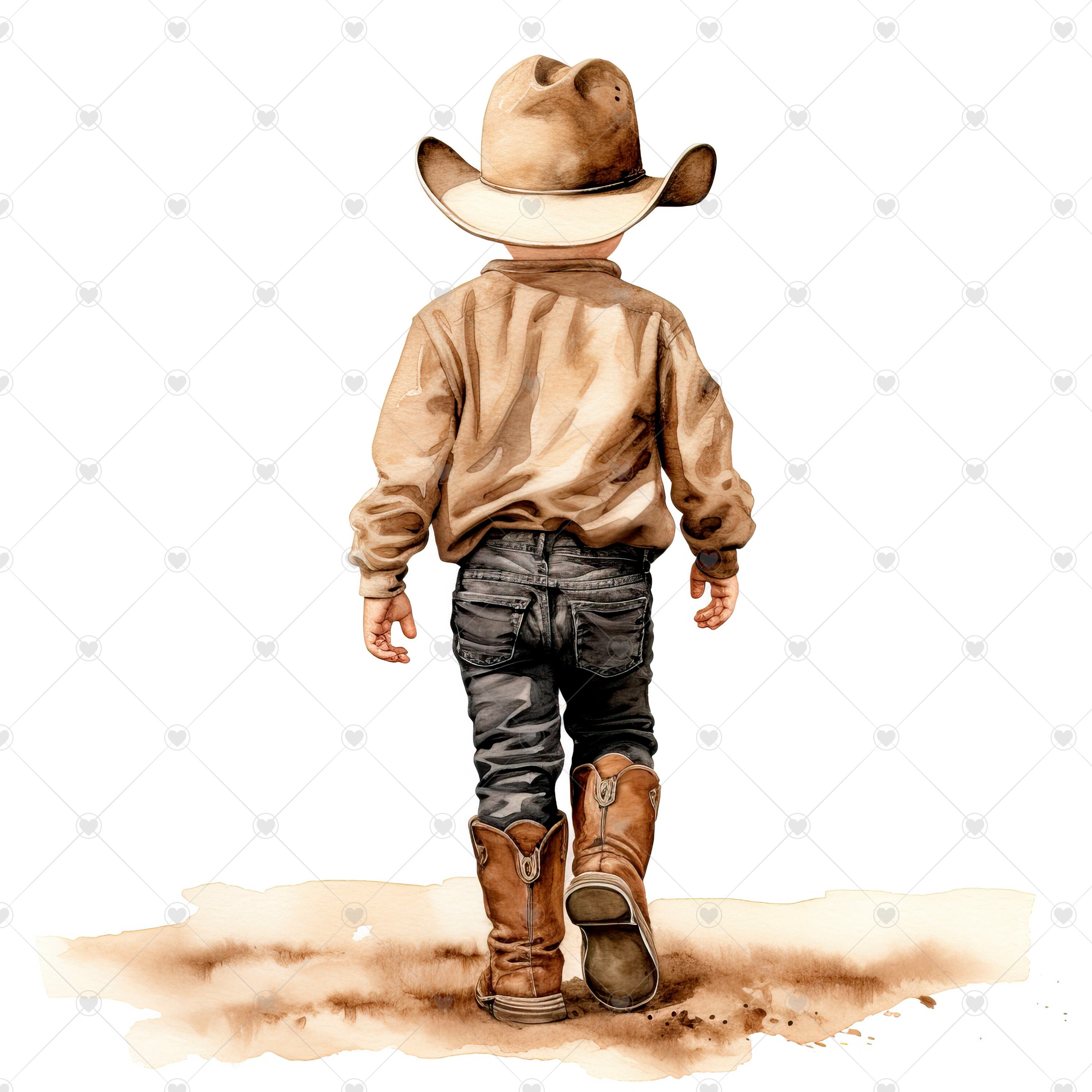 Little Boy With Cowboy Hat in Cowboy Boots Clipart Bundle 10 High Quality Watercolor Jpgs journaling Scrapbook Supply Digital Download Etsy