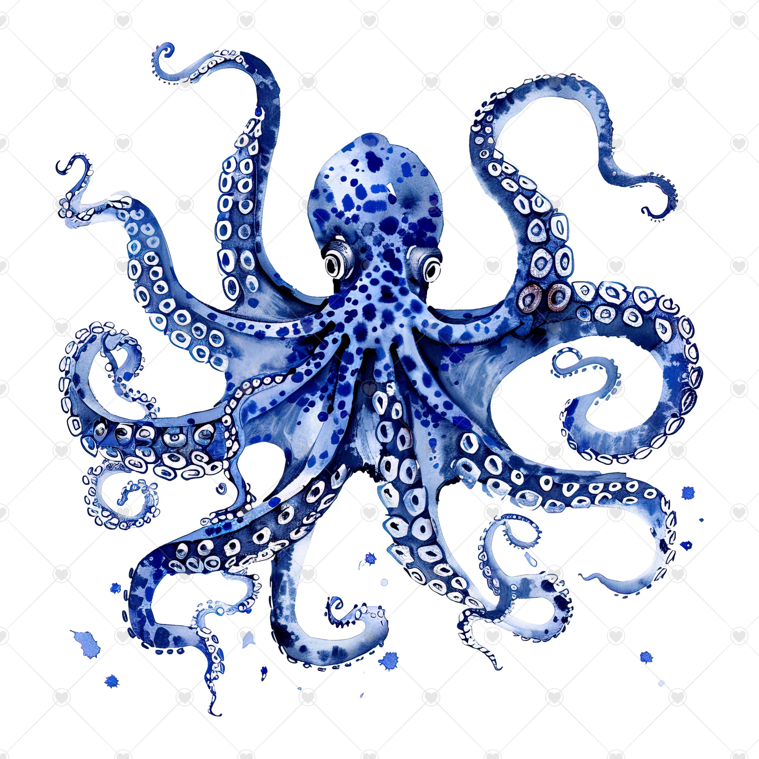 Blue Octopus PNG Clipart Bundle- Digital Download - Etsy UK
