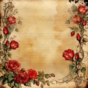 Vintage Rose Journaling Pages Clipart Bundle 10 High Quality Watercolor ...