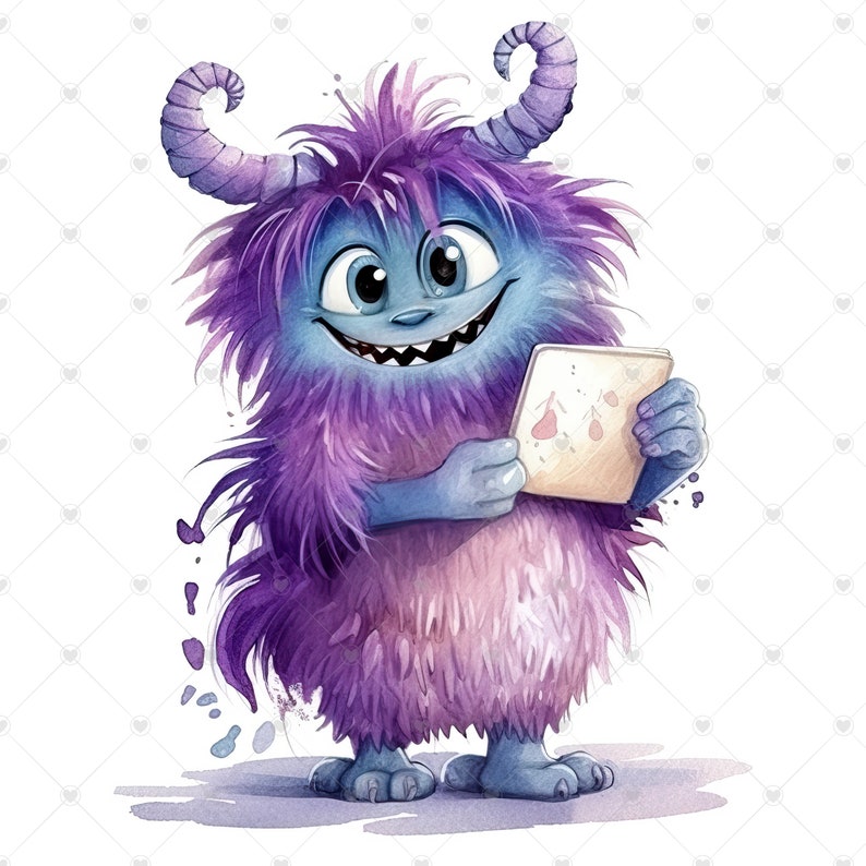Cute Fluffy Purple Monster Clipart Bundle 10 High Quality - Etsy