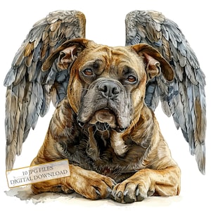 Hund mit Engelsflügeln Clipart Bundle - 10 hochwertige Aquarell JPGs - Tierliebe, Handwerk, Journaling, Scrapbook Versorgung, digitaler Download