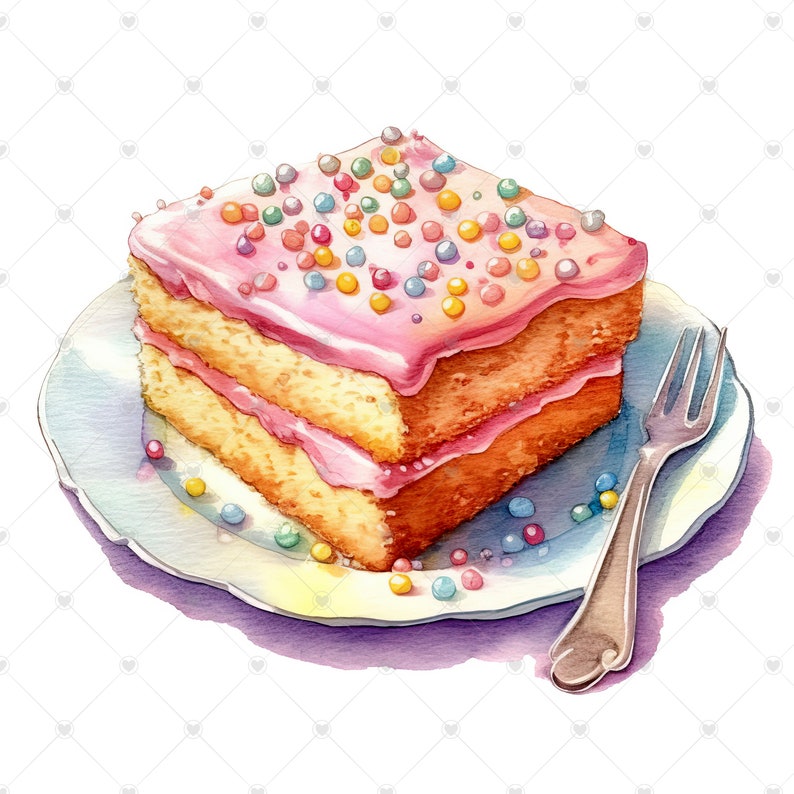 Sprinkle Tray Bake Cake Clipart Bundle 10 High Quality Etsy