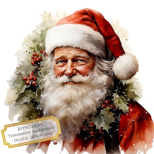 Portrait of Santa Claus PNG Clipart Bundle- Digital Download