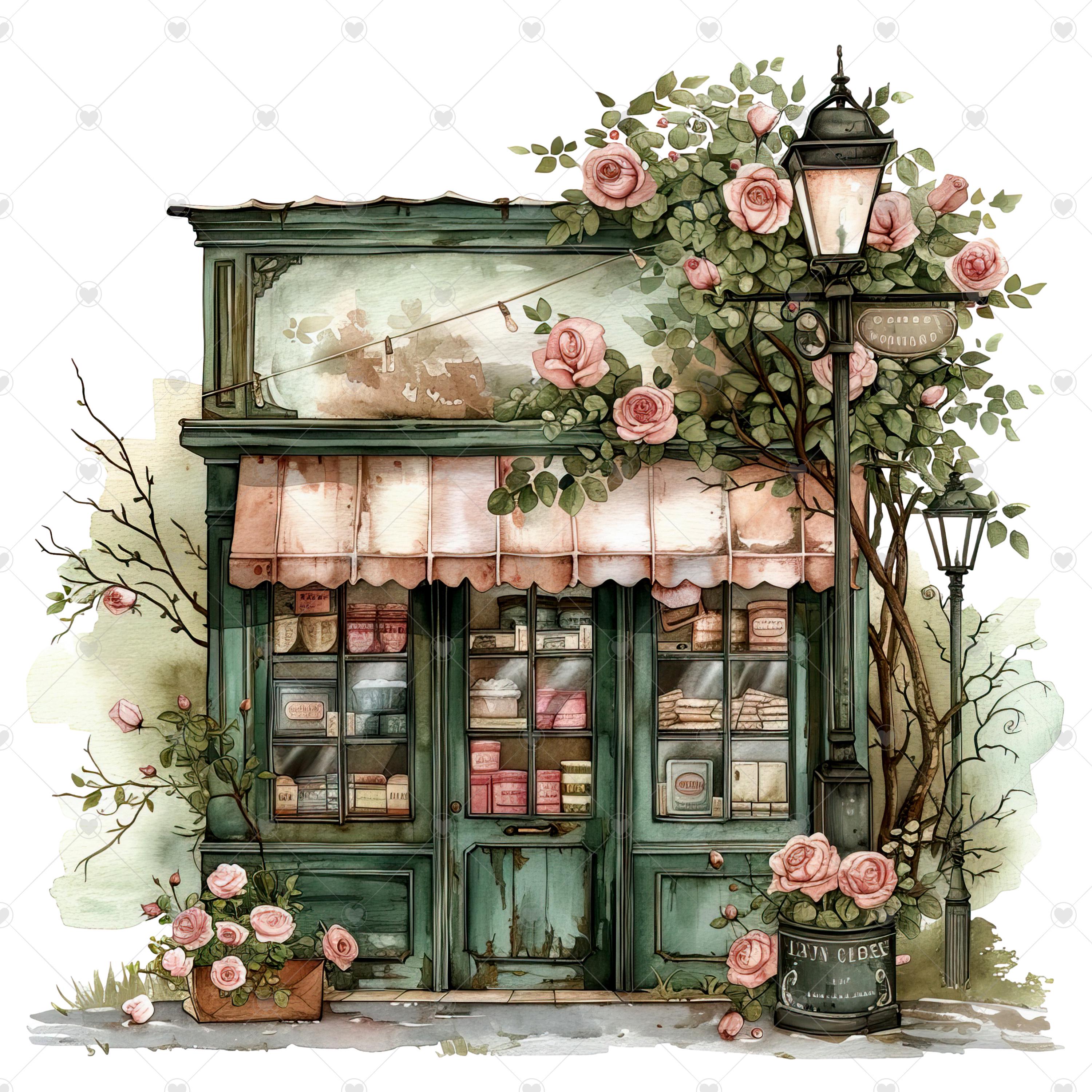 Shabby Chic Pink Floral Storefront PNG Clipart Bundle- Digital Download ...