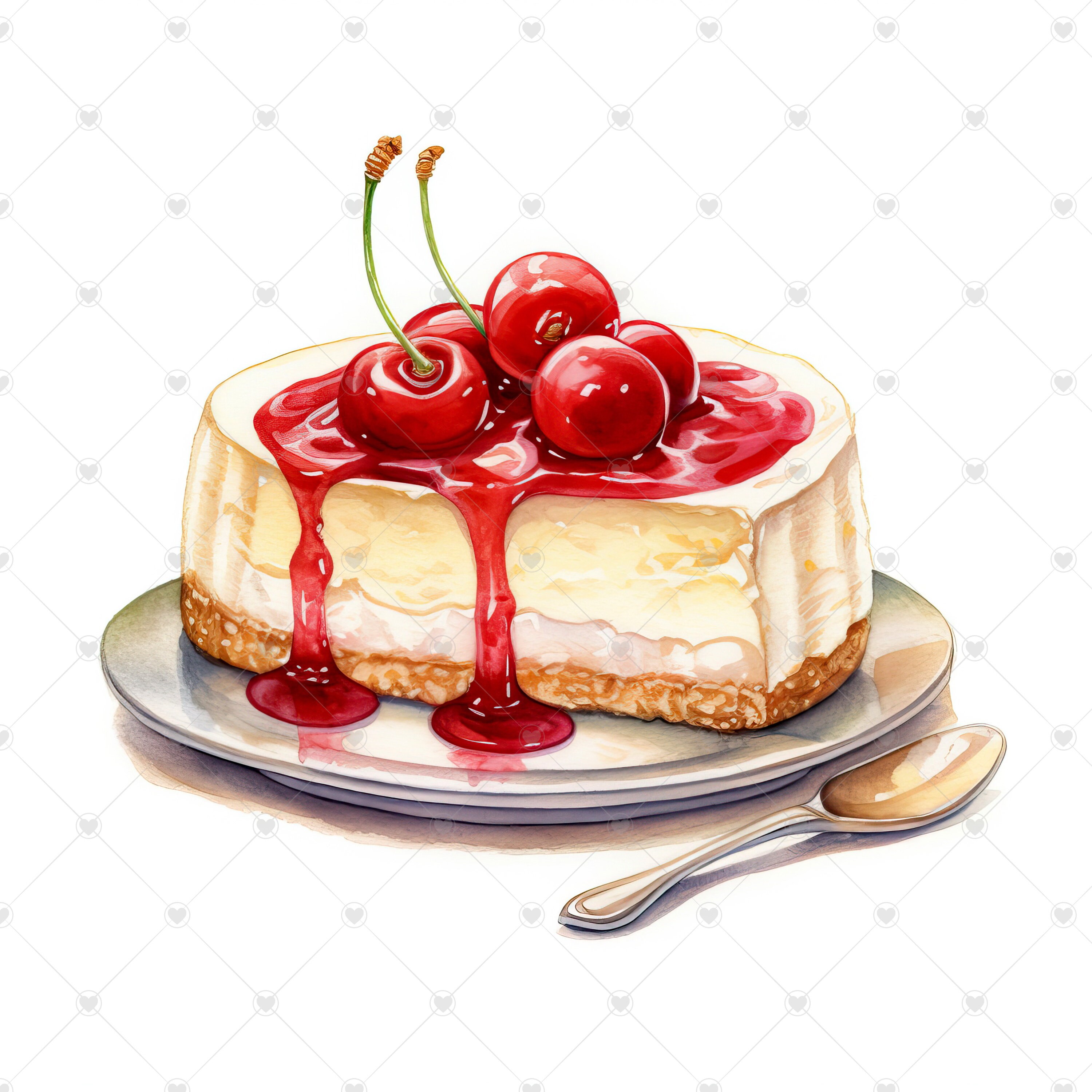 Cherry Cheesecake Clipart Bundle 10 High Quality Watercolor Etsy
