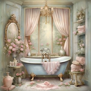 Shabby Chic Bathroom Clipart Bundle- 10 High Quality Watercolor Jpgs ...