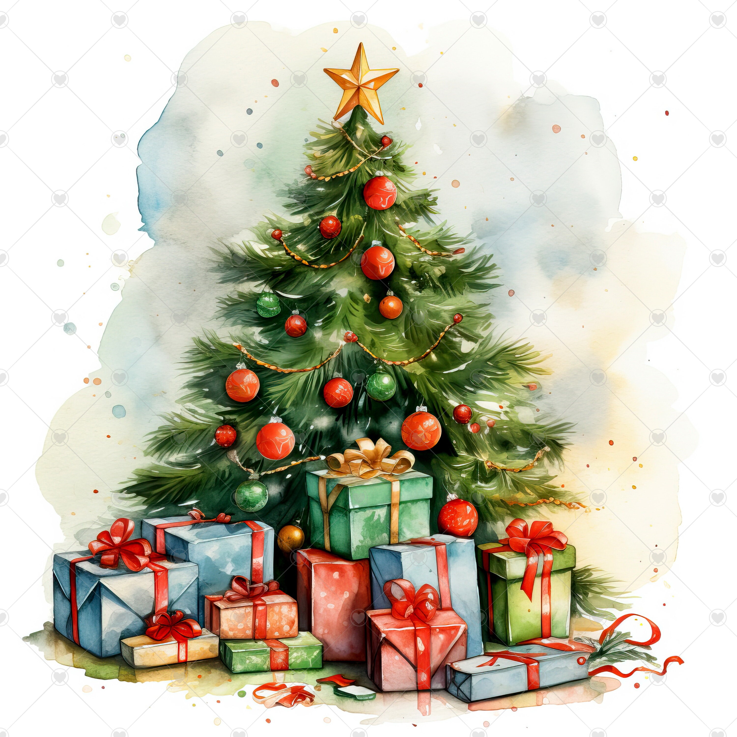 Christmas Tree With Presents Clipart Bundle 10 High Quality - Etsy