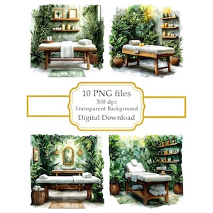 Massage Tisch in Spa PNG Clipart Bundle-Digital Download