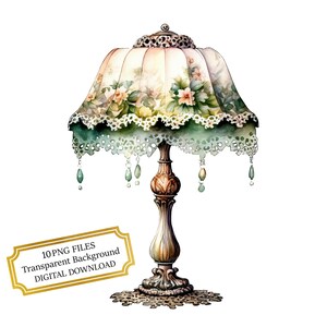 Vintage Lace Lamp PNG Clipart Bundle- Digital Download