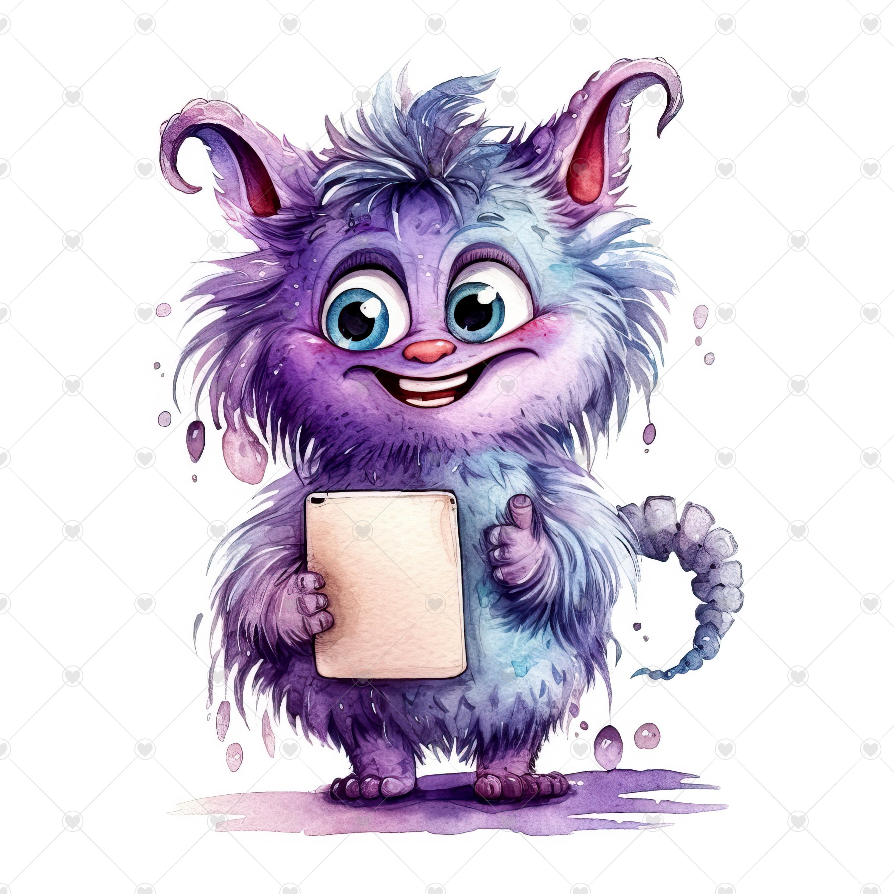 Cute Fluffy Purple Monster Clipart Bundle 10 High Quality - Etsy