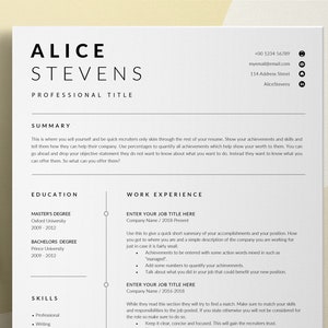 Resume Template, Professional Resume Template For Word, Modern Resume, Simple Resume Design, Professional CV Template, Instant Download