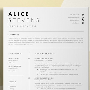 Resume Template, Professional Resume Template For Word, Modern Resume, Simple Resume Design, Professional CV Template, Instant Download