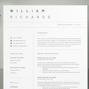 CV resume template ~ cv template ~ minimalist resume ~ professional resume ~ modern resume template ~ curriculum vitae ~ hr resume ~ distocv