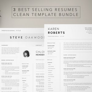 Resume Template Bundle, Clean Resume Templates, CV Templates Pack, CV Resume Bundle, Minimalist Resume, Digital Resume Templates, Instant