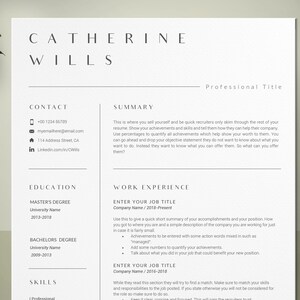 Resume Template CV, Professional Resume, Modern Resume, Creative Resume, Cover Letter, Teacher Resume, Curriculum Vitae, Clean Resume Word