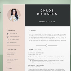 CV Resume template with photo - curriculum vitae - administrative assistant resume - marketing resume - creative resume - simple resume