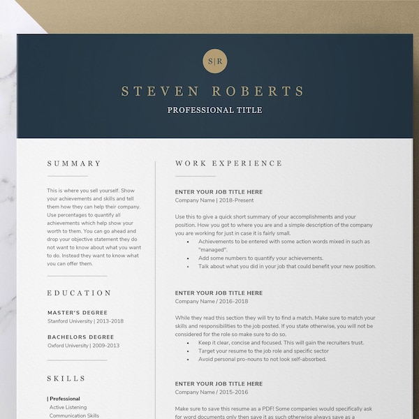 Modern Executive Resume Template, Professional Resume Template, CV Template, Mens Resume, Labenslauf, CEO Resume Template, CTO Resume