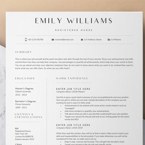 Nurse Resume Template, Medical Resume Template, Nurse CV Template, Professional Resume, RN Resume, Doctor Resume, Registered Nurse Resume