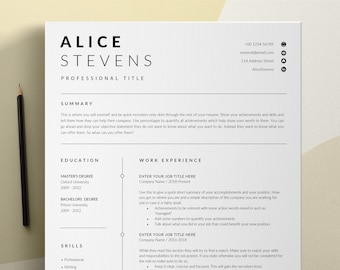 Resume Template, Professional Resume Template For Word, Modern Resume, Simple Resume Design, Professional CV Template, Instant Download