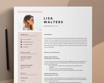 Professional Resume Template, Sorority Resume, CV Template, Resume Design, Instant Download Resume, Professional CV Template, Photo Resume,