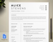 Google Docs Resume Template, Professional CV Template, Curriculum Vitae, Best Resume Template, HR Resume, Modern Resume, Minimalist Resume