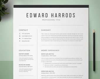 Szablon CV Nowoczesny, Szablon CV, Curriculum Vitae, Profesjonalny szablon CV, List motywacyjny, Pobieranie cyfrowe, Szablon CV DIY