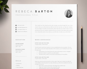 Resume Template, Cover Letter And References, CV Resume With Photo, Professional Resume, Visual Guide, Writing Guide, Digital Stationery