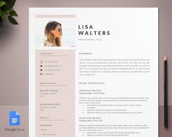 Google Doc Resume With Photo, CV Template Google, Teacher Resume, Professional Resume, Modern Resume, Best Resume Template, Google Resume CV