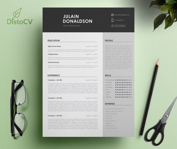 modern resume template for word simple resume design etsy web developer modern resume