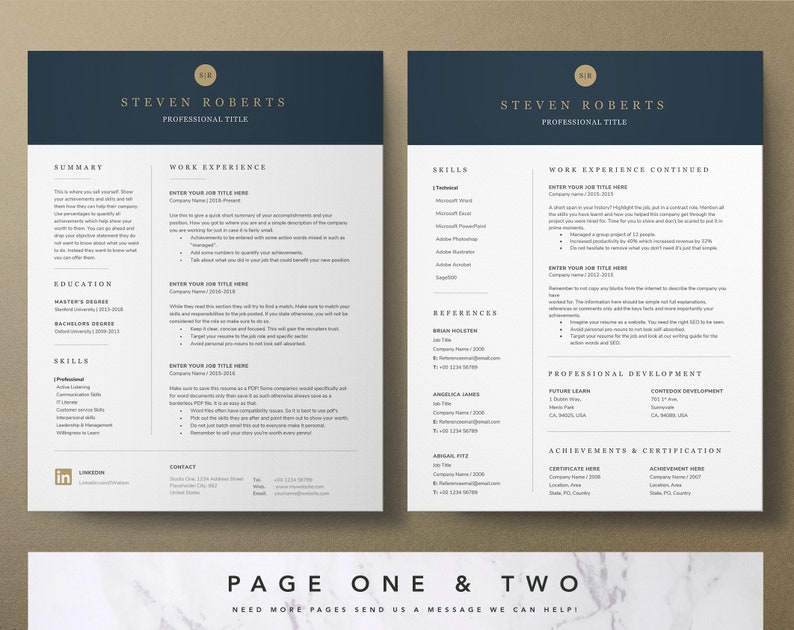 Moderne CV-sjabloon voor executive, professionele CV-sjabloon, CV-sjabloon, heren CV, Labenslauf, CV-sjabloon CEO, CTO CV afbeelding 3