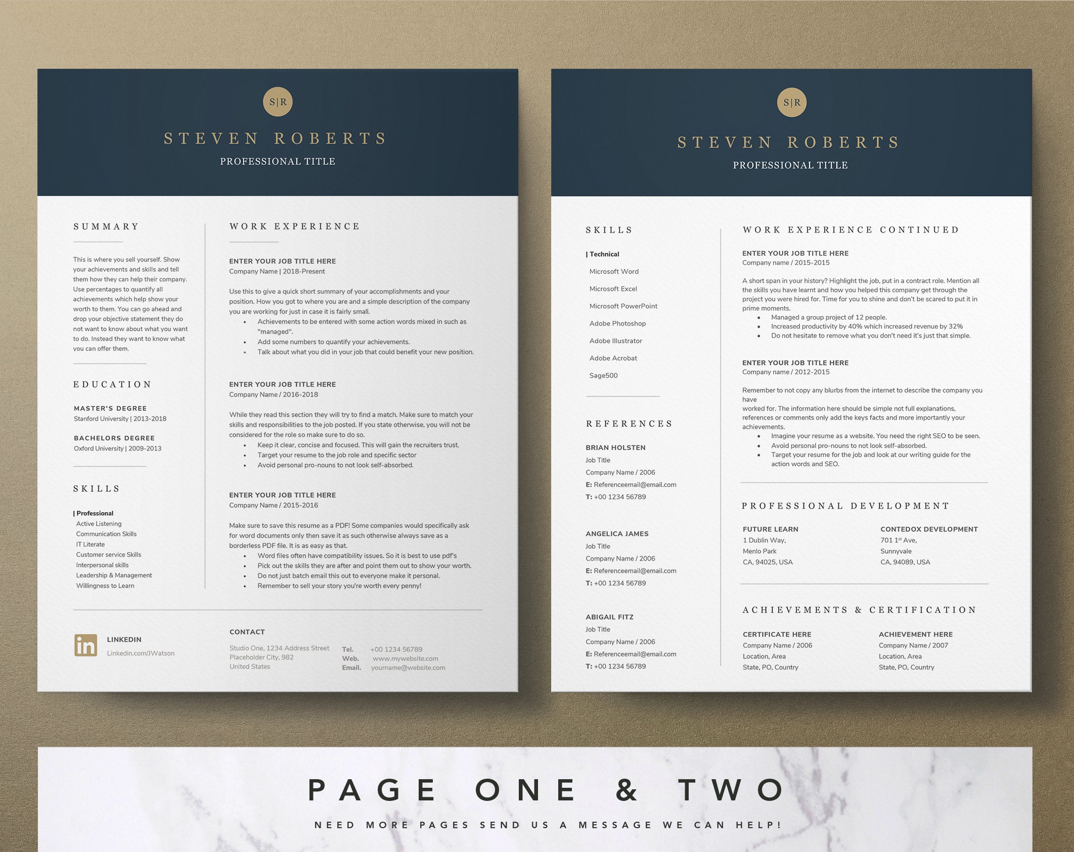 Modern Executive Resume Template Professional Resume - Etsy Australia