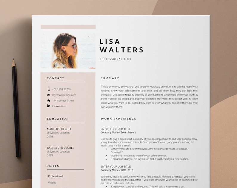 Modello di curriculum professionale, Curriculum sorority, Modello CV, Curriculum Design, Riprendi download istantaneo, Modello CV professionale, Curriculum fotografico,