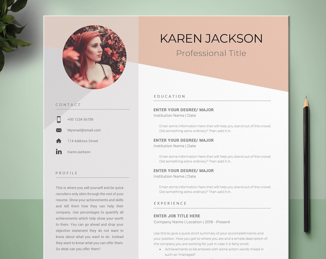 CV Template, Resume With Photo, Curriculum Vitae, Reference Template