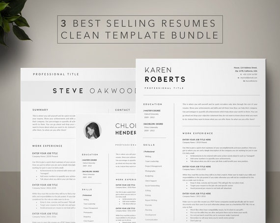 Resume Template Bundle, Clean Resume Templates, CV Templates Pack, CV Resume Bundle, Minimalist Resume, Digital Resume Templates, Instant