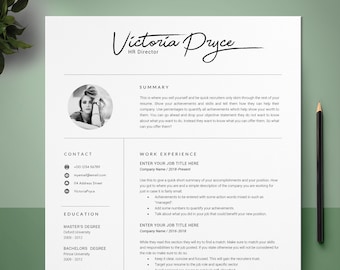 CV Template For Word & Pages, Resume Template With Photo, Curriculum Vitae, Minimalist Resume, Instant Download, Cover Letter Template