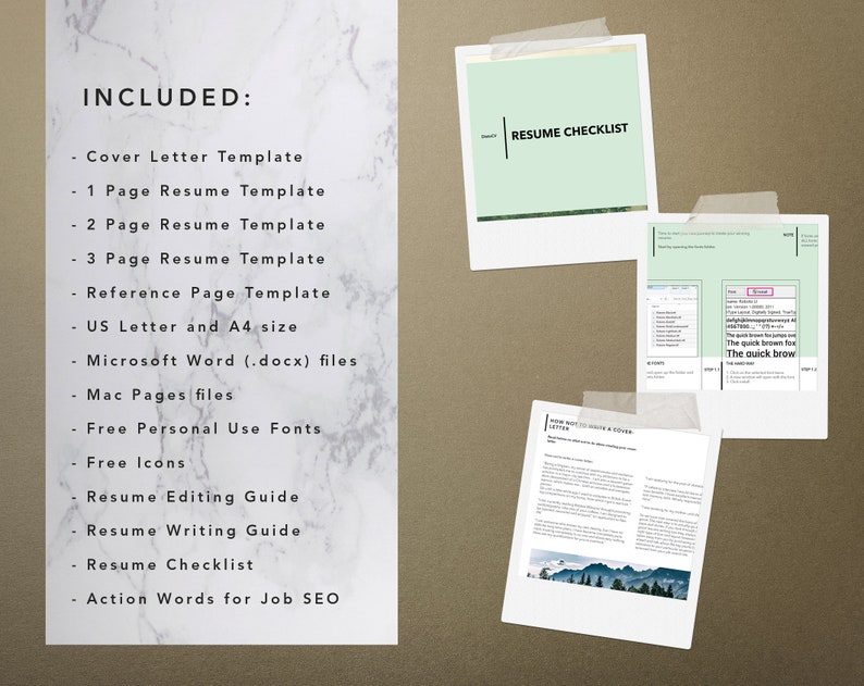 Pu&ograve; includere: Un download digitale di un pacchetto di modelli di curriculum vitae. Il pacchetto include un modello di lettera di presentazione, modelli di curriculum vitae in formato da 1, 2 e 3 pagine, un modello di pagina di riferimento, una checklist del curriculum vitae e una guida per scrivere un curriculum vitae. I modelli sono disponibili nei formati US Letter e A4.