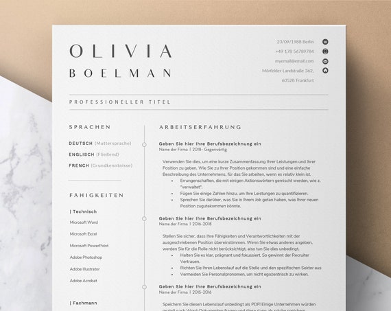 Lebenslauf Vorlage, Bewerbungsvorlagen, Deckblatt, Curriculum Vitae German, Ausbildung, Tabellarischer Lebenslauf Ebook, Application Temp
