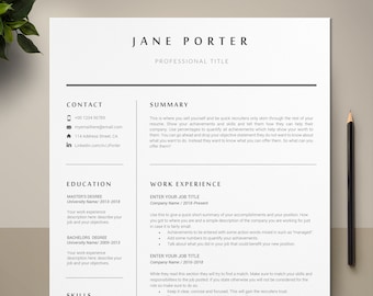 Resume Template Pages, Professional Resume CV, Modern Resume Template, Simple Resume With Writing Guide, Mac Resume CV, Digital Resume CV