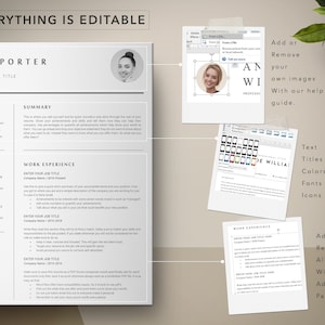 May include: A black and white resume template with the text "EVERYTHING IS EDITABLE" at the top. The template includes sections for contact information, summary, education, work experience, and skills. The template is customizable and can be used to create a professional resume.