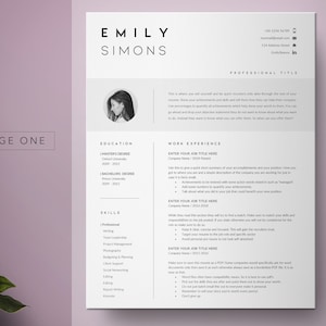 May include: A black and white resume template with a professional headshot, contact information, education, work experience, and skills sections. The template is designed to help job seekers create a visually appealing and informative resume.
