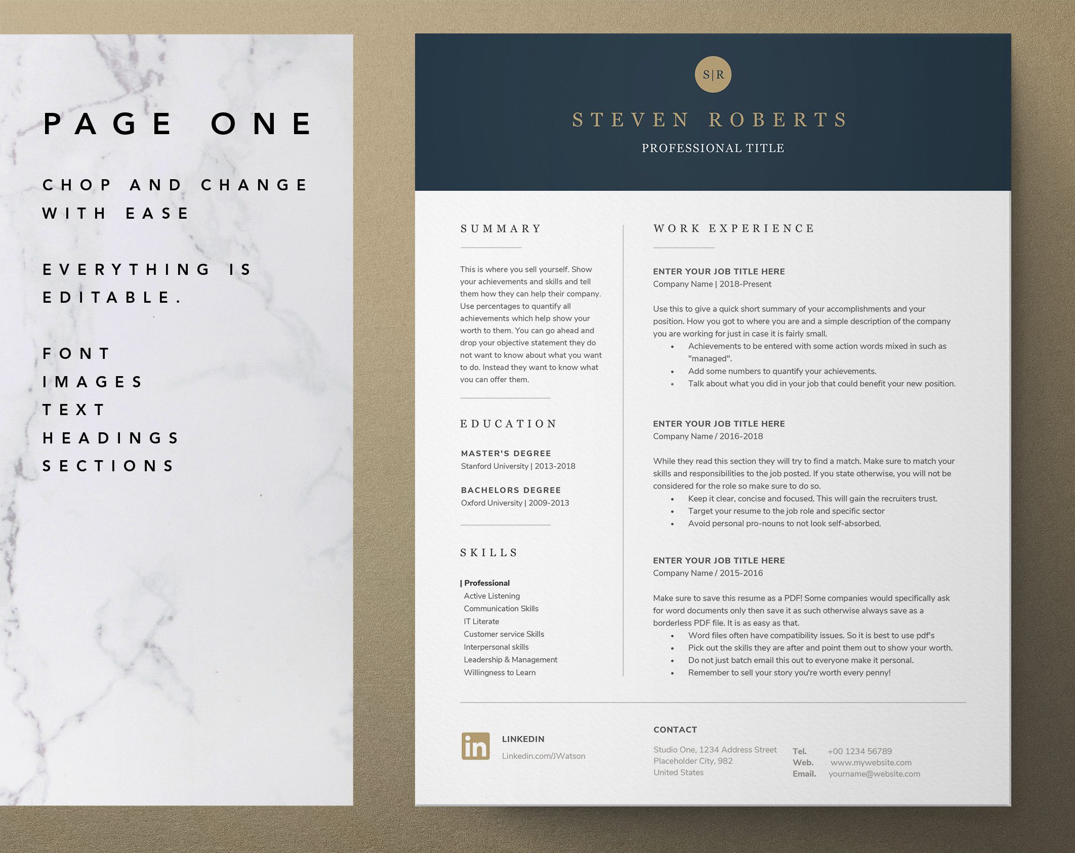 Modern Executive Resume Template Professional Resume - Etsy Australia