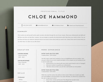 Professional Resume Template, Resume Template, Modern Resume, 2 Pages Resume, CV Template, Microsoft Word Resume, Creative Resume, Mac Pages