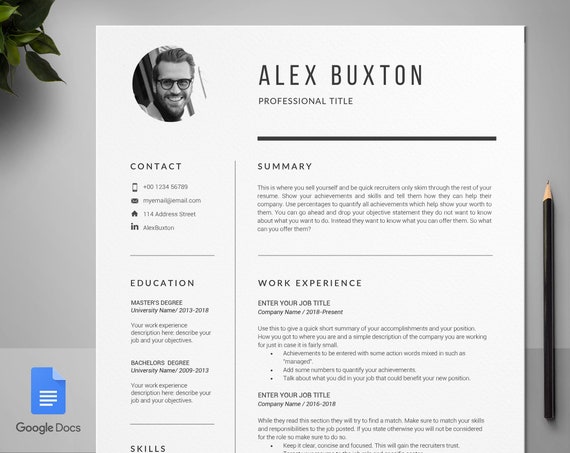 Google Docs Resume Template, CV Template For Google Docs, Professional Resume Template Google Docs, Resume With Photo Google Docs, Modern