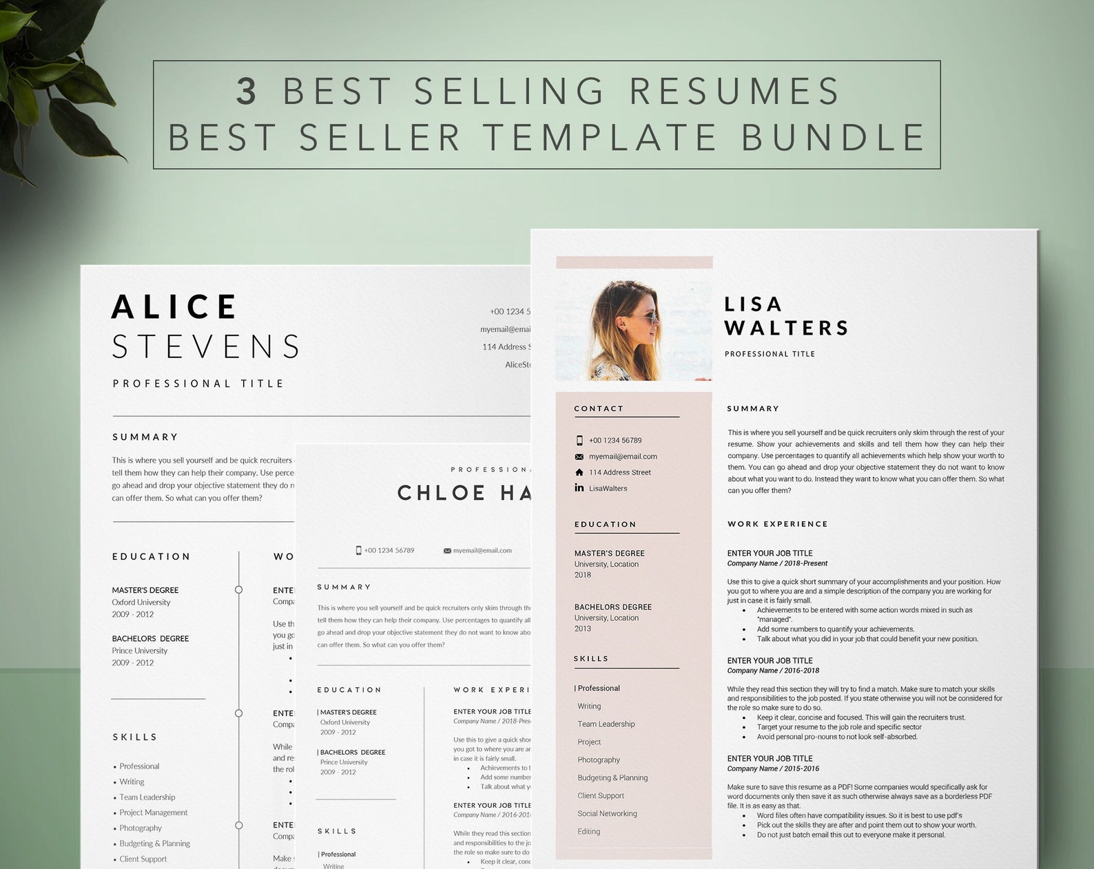 Resume Builder - Resume Design - Resume Pack - Cv Template - Cover ...