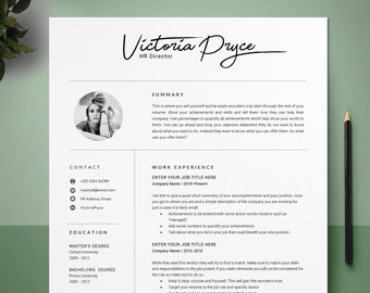 Plantilla de CV, plantilla de CV, plantilla de CV moderna para Word, plantilla de CV profesional, CV creativo, CV de descarga instantánea con foto