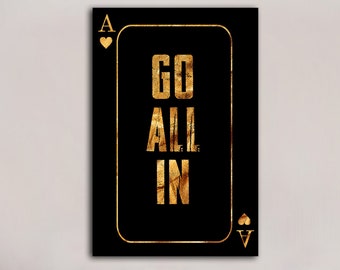 Go All In Poker Table Decor Gaming Culture Casino Night Decor Game Room Decor Card Game Art