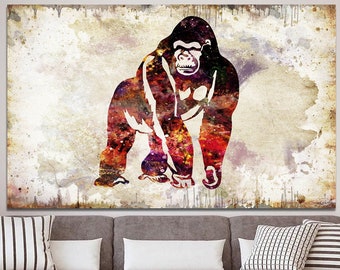 Gorilla Canvas Wall Art Safari Animal Wall Art Abstract Gorilla Multi Panel Print Gorilla Decorative Wall Art African Safari Wall Decor