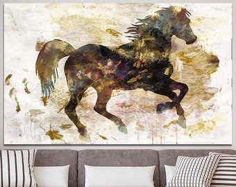 Lienzo de caballo Arte de pared de caballo Ilustración de caballo Decoración de pared única Animal Print Impresión de pared de caballo Caballo Arte de pared grande Impresión fotográfica en lienzo